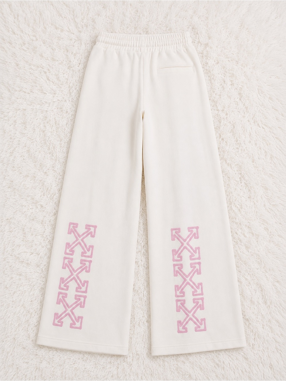 Off-white Wide-Leg Cream Sweatpants with Pink logo size Small